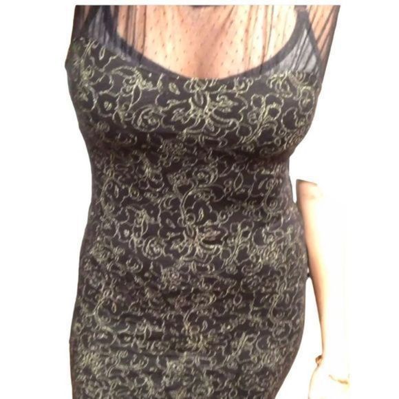111. FREE PEOPLE DRESS black & Gold NWT - Picture 6 of 14